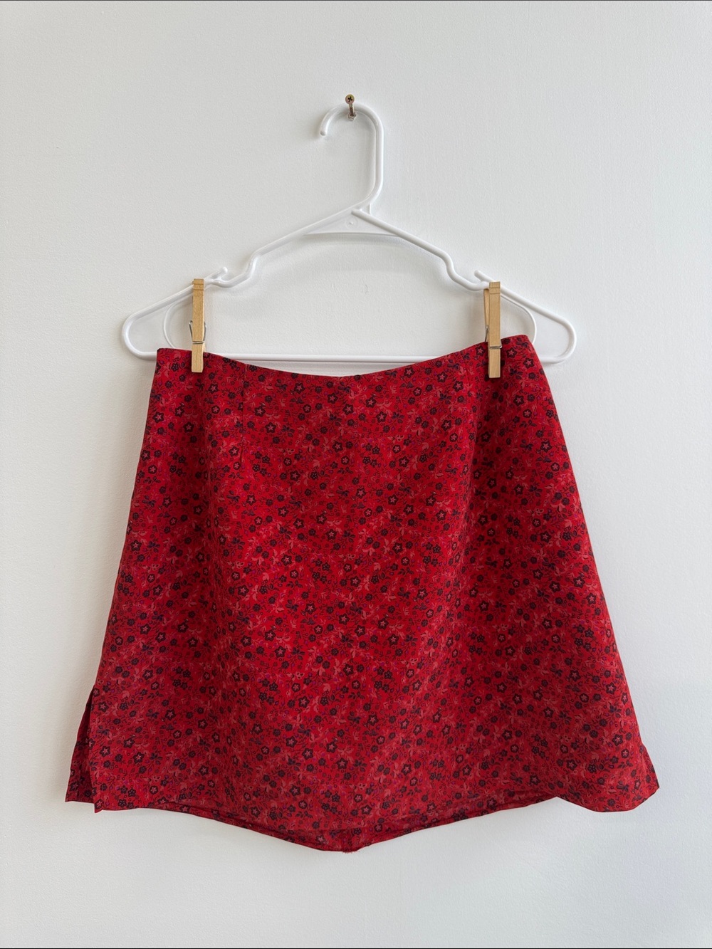 Red Floral A-Line Mini Skort